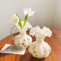 Bình Hoa Thủy Tinh Miệng Nhũ Cánh Hoa Có Quai Tai