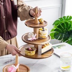 Kệ Khay Gỗ Để Bánh Trang Trí Bàn Tiệc Nhiều Tầng