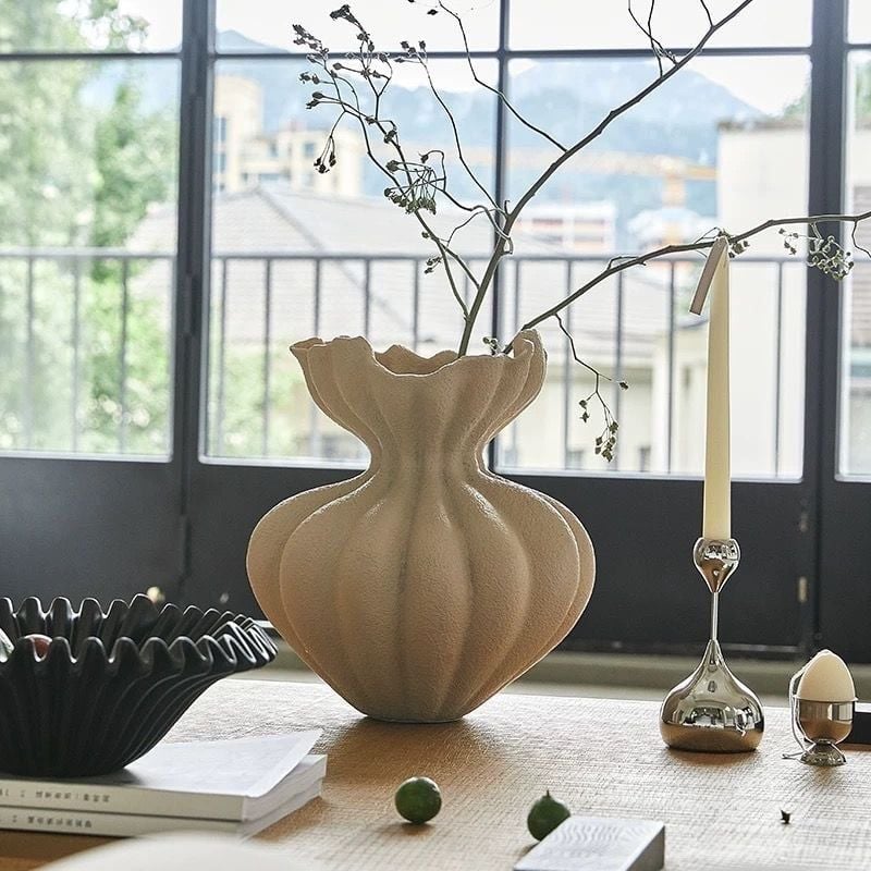 Bình Hoa Gốm Sứ Wabi Sabi Cổ Điển Hình Búp Hoa