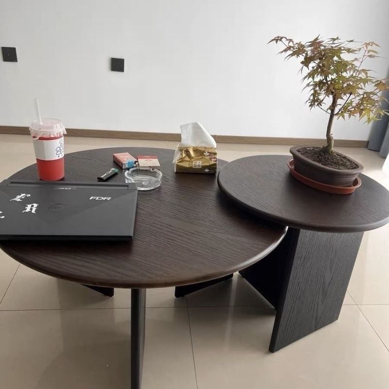 Bộ Bàn Trà Wabi Sabi Gỗ Đen Nâu