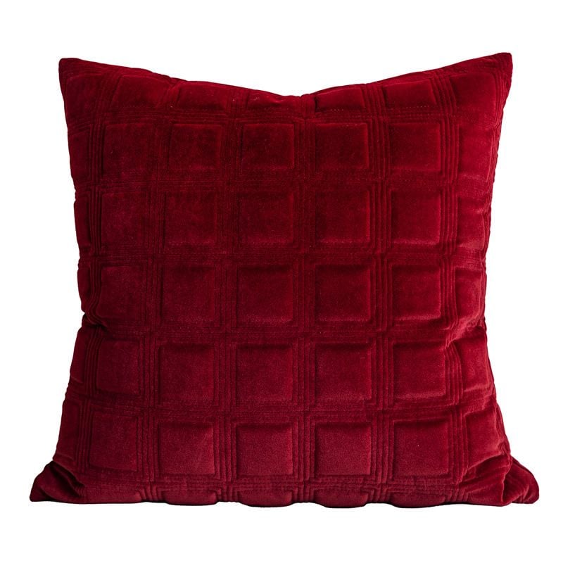 Vỏ Gối Sofa Nhung Đỏ Họa Tiết Gấu Sang Trọng