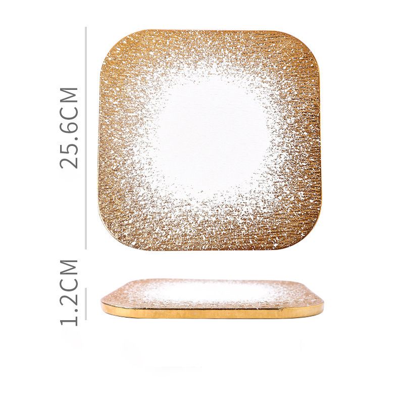 Dĩa Ăn Đá Gốm Màu Vàng Loang Hình Tròn Vuông