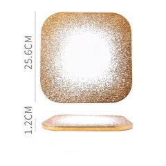 Dĩa Ăn Đá Gốm Màu Vàng Loang Hình Tròn Vuông