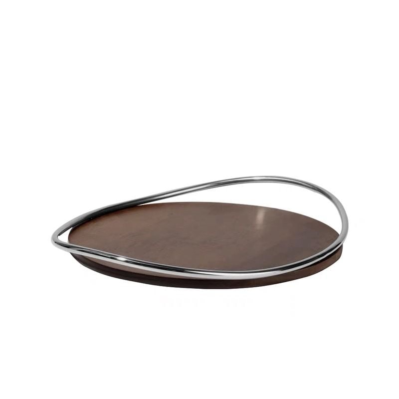 Khay Gỗ Inox Viền Vòng Cung Decor Cao Cấp