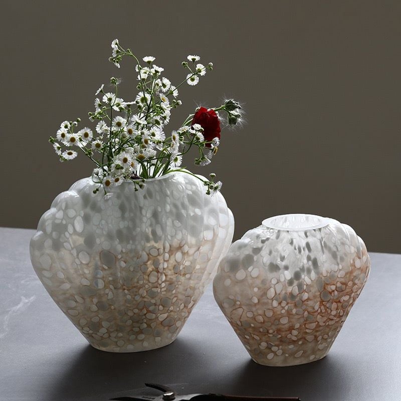 Bình Hoa Thủy Tinh Dáng Vỏ Sò Phong Cách Pháp Sang Trọng