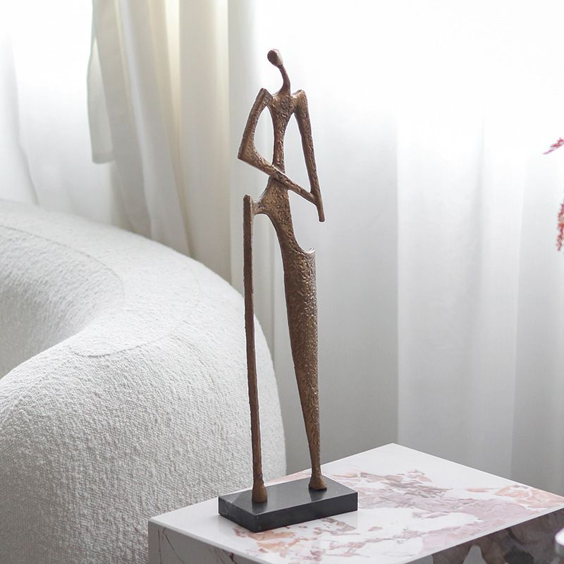 Tượng Decor Lớn Metal Hình Người Trừu Tượng Vàng