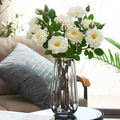 Bình Hoa Thủy Tinh Sọc Miệng Viền Vàng