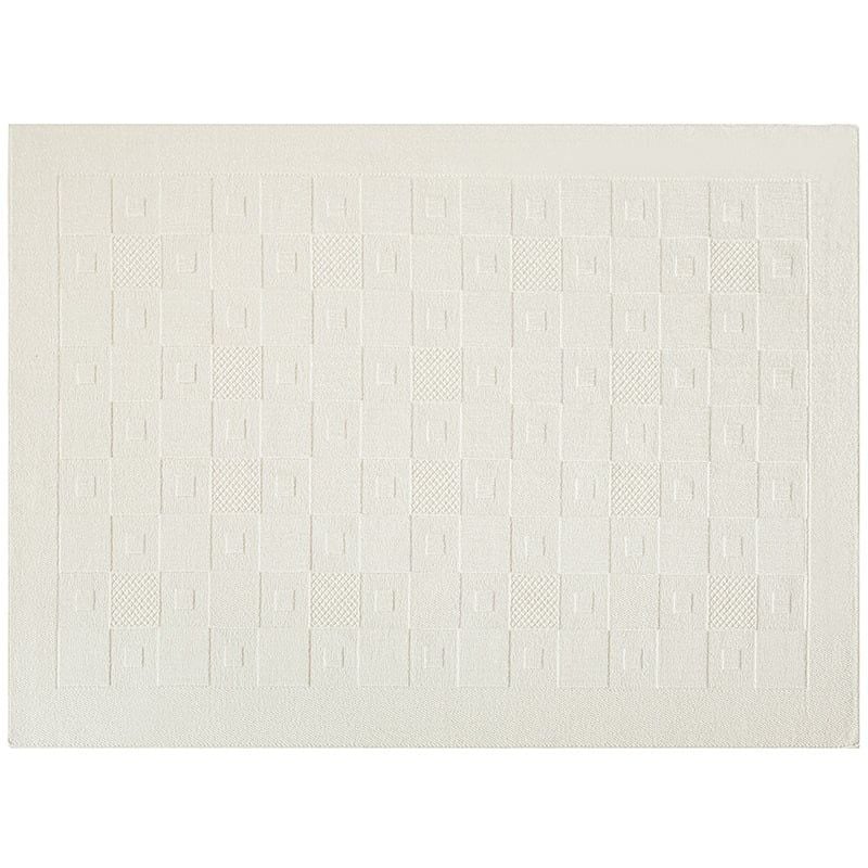 Thảm Trải Sàn Phong Cách Màu Trắng Bắc Âu Sợi Dệt Chống Thấm Caro Vuông