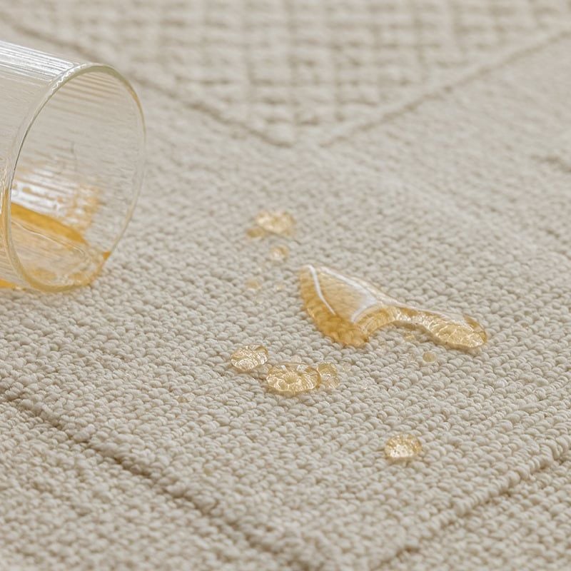 Thảm Trải Sàn Phong Cách Màu Trắng Bắc Âu Sợi Dệt Chống Thấm Caro Vuông