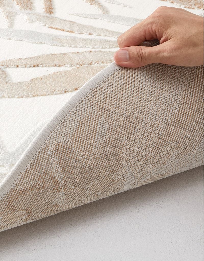 Thảm Tròn Trải Sàn Dệt Nổi 3D Màu Lá Nâu Hiện Đại