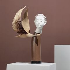 Tượng Trang Trí Thiên Thần Ảo Ảnh Phong Cách Nâu Wabi Sabi