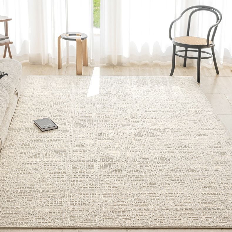 Thảm Trải Sàn Màu Trắng Bắc Âu Sợi Dệt Nổi Tam Giác Chống Thấm