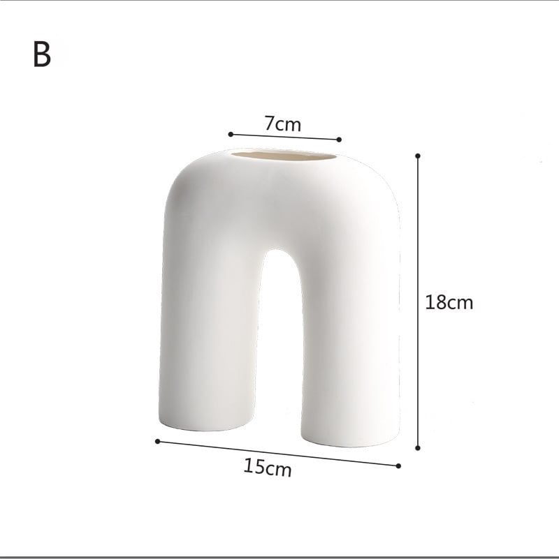 Bình Gốm Trắng Wabi Sabi Tạo Dáng Cách Điệu Decor Hoa Khô