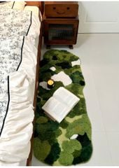 Thảm Chân Giường Lông Dài Dệt Nổi 3D Hình Rừng Xanh