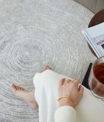 Thảm Tròn Trải Sàn Đế Dệt Sợi Polypropylene Điểm Vòng Tròn Nổi