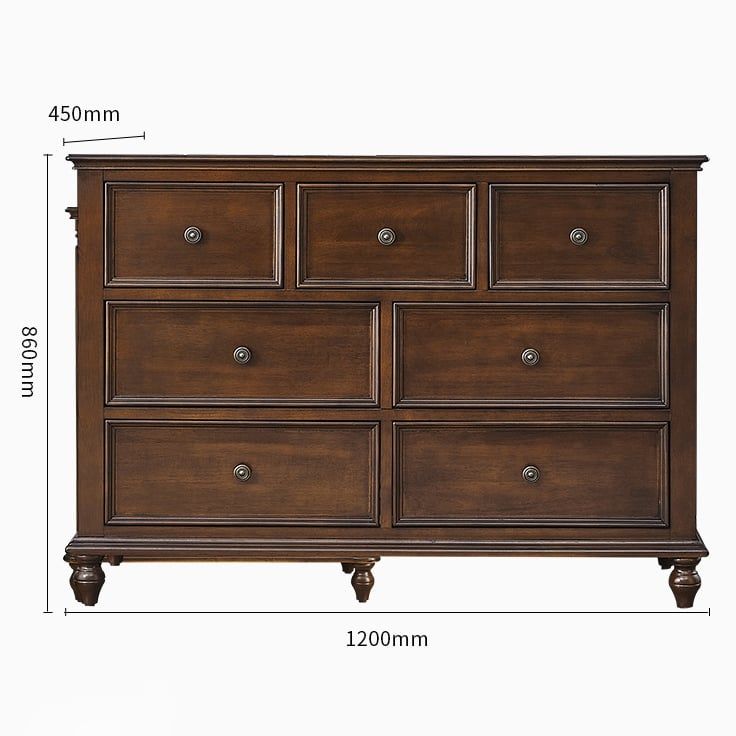 Tủ Gỗ Tần Bì Phong Cách Vintage Mỹ 7 Ngăn Kéo