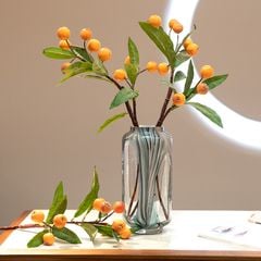 Bình Hoa Thủy Tinh Phối Nhũ Sọc Xanh Hiện Đại