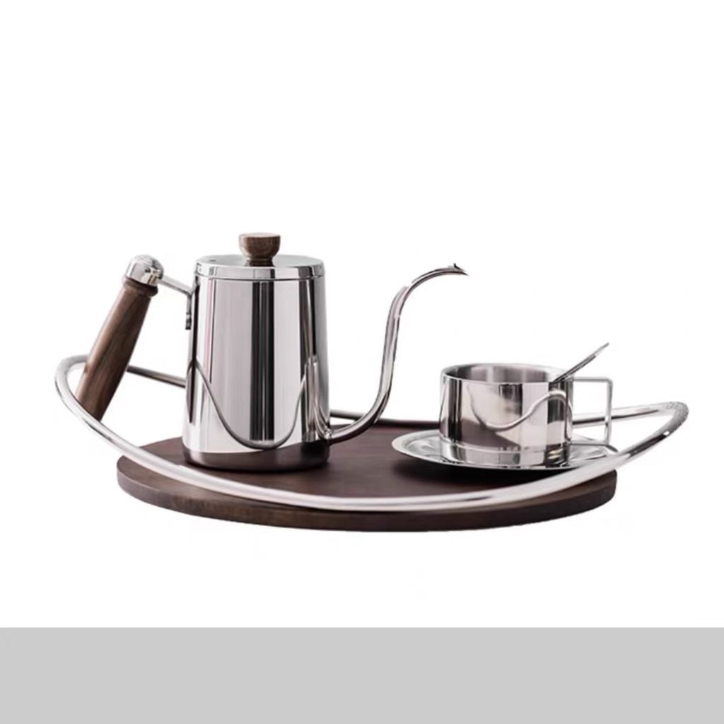 Khay Gỗ Inox Viền Vòng Cung Decor Cao Cấp