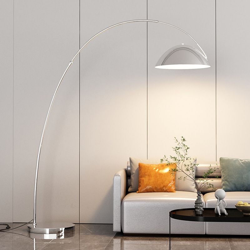 Đèn Sàn Vòng Cung Tròn Bắc Âu Trang Trí Sofa Bằng Kim Loại Ánh Sáng 3 Màu