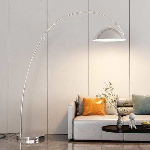 Đèn Sàn Vòng Cung Tròn Bắc Âu Trang Trí Sofa Bằng Kim Loại Ánh Sáng 3 Màu