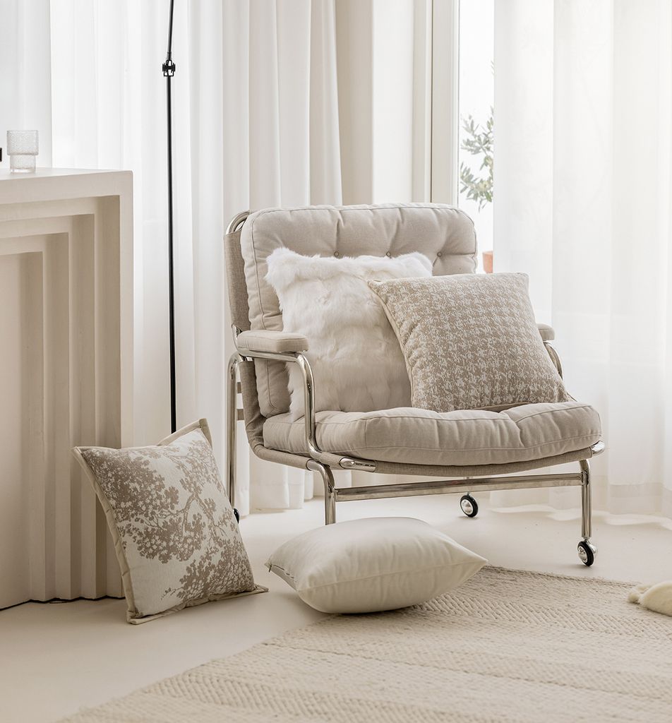 Vỏ Gối Tựa Lưng Sofa Tông Kem Trừu Tượng Wabi Sabi