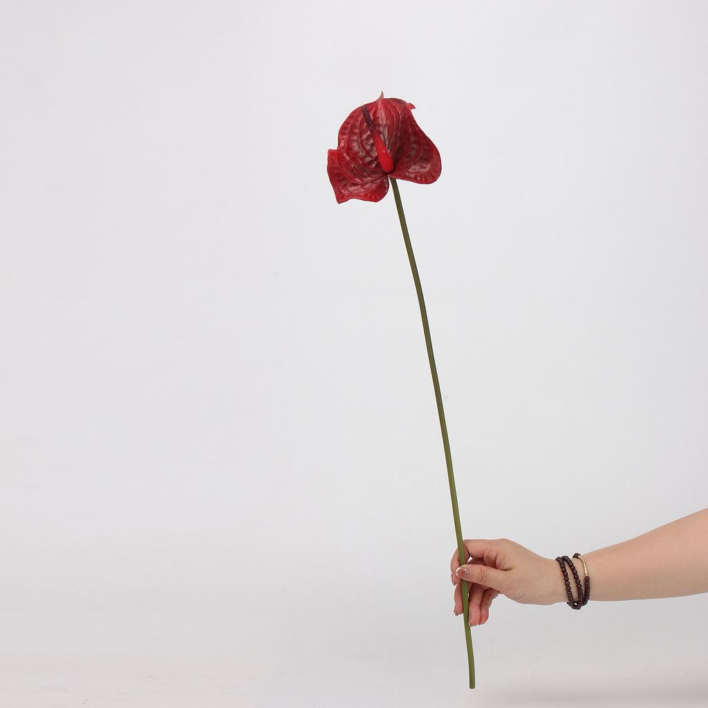 Cành Hoa Môn Đỏ PU Cao Cấp