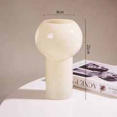 Bình Hoa Thủy Tinh Phong Cách Retro Trắng Kem