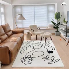 Thảm Trải Sàn Lông Cừu Mềm Trang Trí Phòng Khách Phong Cách Bắc Âu Tối Giản