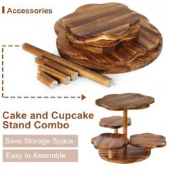 Kệ Gỗ Nhiều Tầng Trang Trí Bánh Ngọt Cupcake Bàn Tiệc