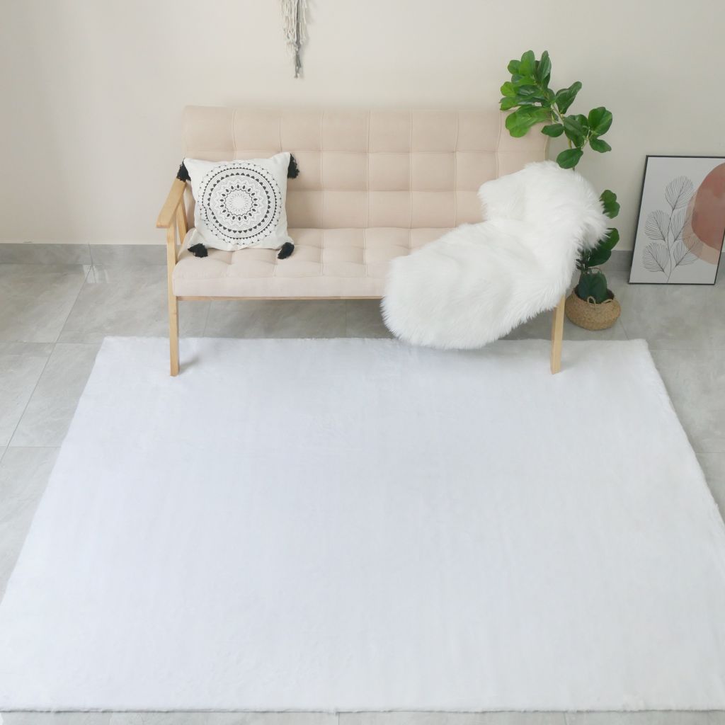 Thảm Lông Thỏ Sợi Lông Sát Mềm Mại Đế Canvas Thảm Trang Trí Cao Cấp