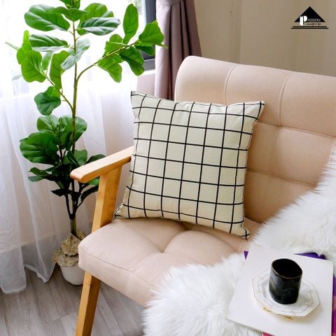 Vỏ Gối Tựa Lưng Sofa Nền Trắng Nai Đen