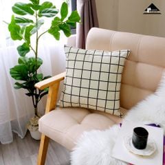 Vỏ Gối Tựa Lưng Sofa Nền Trắng Nai Đen