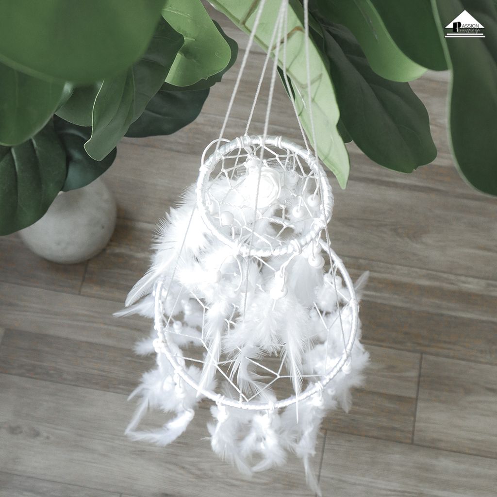 Dream catcher 2 Tầng Vòng Tròn Phối Lông Vũ Tua Rua