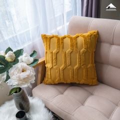 Gối Tựa Lưng Lông Dệt Nổi Họa Tiết Hình Học Thoi Vuông 3 Chiều Sang Trọng