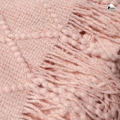 Chăn Thun Đan Len Phủ Ghế Sofa Trang Trí Giường Dệt Hình Thoi - Xanh Cổ Vịt