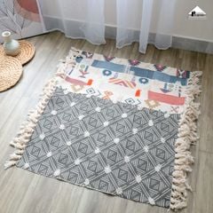 Thảm Canvas Trải Sàn Bắc Âu Thảm Lau Chân Trang Trí Canvas Dệt Sợi Nổi 60x90cm