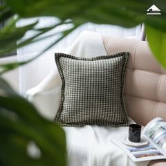 Vỏ Gối Tựa Lưng Sofa Vải Dệt Đan Len Họa Tiết Houndstooth Màu