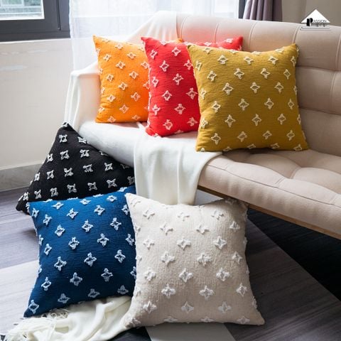 Vỏ Gối Tựa Lưng Gối Sofa Đính Tua Rua Dệt Hoa Nổi Sang Trọng
