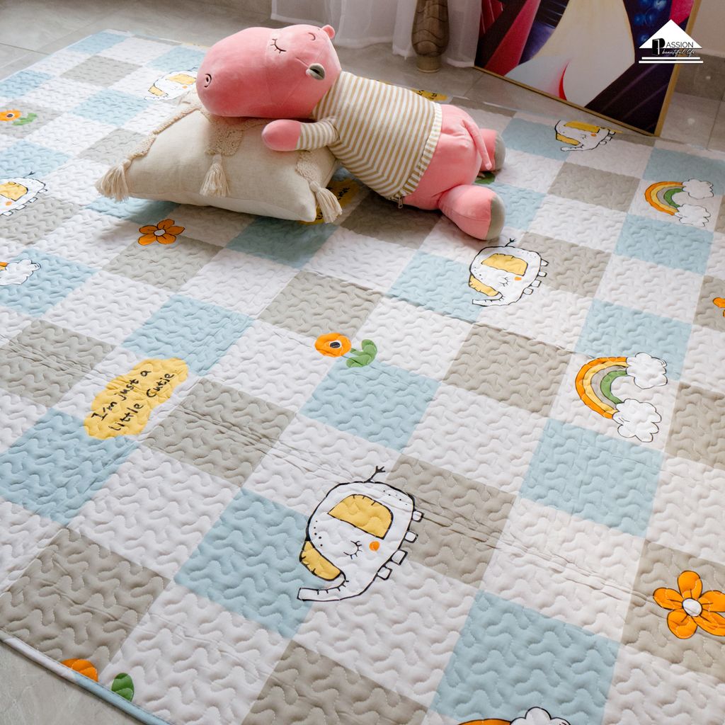 Thảm Cotton Trải Sàn Nhật Bản Trang Trí Phòng Hình Học Trang Nhã