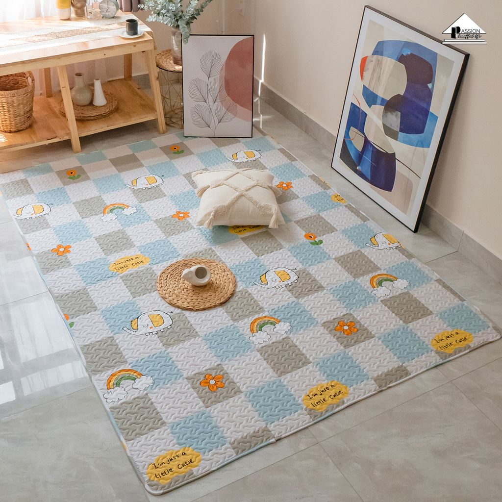 Thảm Cotton Trải Sàn Nhật Bản Trang Trí Phòng Hình Học Trang Nhã