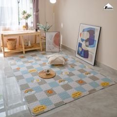 Thảm Cotton Trải Sàn Nhật Bản Trang Trí Phòng Hình Học Trang Nhã