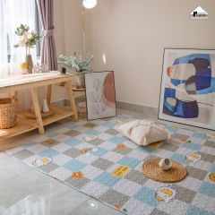 Thảm Cotton Trải Sàn Nhật Bản Trang Trí Phòng Hình Học Trang Nhã