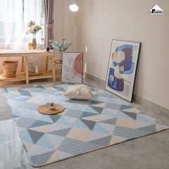 Thảm Cotton Trải Sàn Nhật Bản Trang Trí Hình Học Trang Nhã