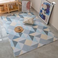 Thảm Cotton Trải Sàn Nhật Bản Trang Trí Hình Học Trang Nhã