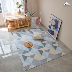 Thảm Cotton Trải Sàn Nhật Bản Trang Trí Hình Học Trang Nhã