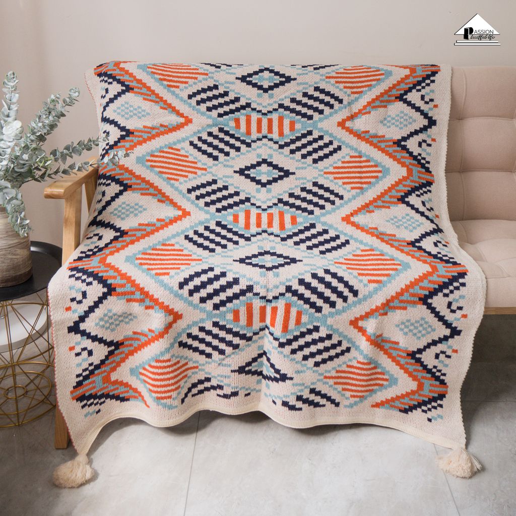 Chăn Đan Len Dệt Kim Boho Trang Trí Sofa