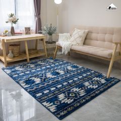 Thảm Phòng Khách Thổ Nhĩ Kỳ Thảm Lông Sợi Ngắn Thổ Cẩm Xanh Dương