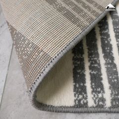 Thảm Lông Sợi Ngắn Alice Họa Tiết Sọc Trắng Xám