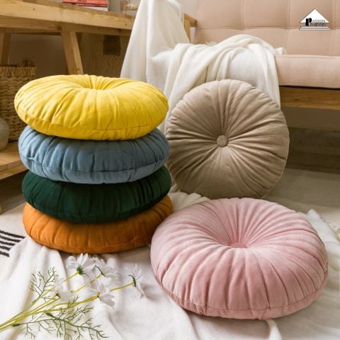 Gối Sofa Đệm Tròn Tựa Lưng Trang Trí Sofa Bí Ngô Tròn Nhung Sang Trọng