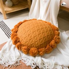 Gối Tựa Lưng Sofa Len Cừu Họa Tiết Bắc Âu Trắng Cam Hiện Đại